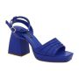 Udele Pleated 9.5CM Heel One Band Ankle Strap Sandal Blue