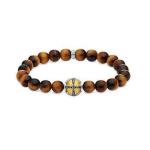Cz Tiger Eye & Cross Bead Bracelet - 16.00 Cm