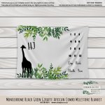 Milestone Blanket Monochrome Black Green Giraffe African Combo Blanket