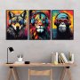 3PCS Canvas Poster Modern Art Earphone Animal Tiger Wolf Chimpanzees Gaming Funky Painting Ideal Gift For Bedroom Living Room Corridor Wall Art Wall Decor