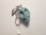 Howlite Blue Scull & Clear Quartz Point Pendant