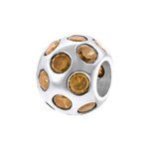 B1-C5029 - 925 Sterling Silver Cz Stone European Charm Bead - Champagne Cz Stone