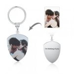 CAS102436 - Personalized Photo Shield Keyring Stainless Steel