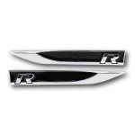 Vw R R-line Fender Badge Black silver Set 14.5CM