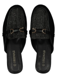 Black Woven Detail Slip-on Mules - 8 Black