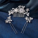 3PCS Elegant Exquisite Shiny Hair Comb & U Shape Hairpins Women Girls Casual Party Wedding Supplies Princess Fairy Style Bridal