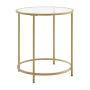 Round Glass Side End Table With Gold Frame