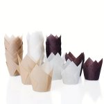 Value Pack 100PCS Tulip Cup Food Grade Cake Cup Tulip Padded Cake Base Holder Mold For Restaurant Eid Al-adha Mubarak