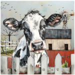 Stretched Canvas Friesian Cow