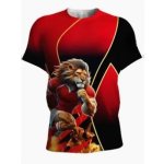 3D Lions Printed Rugby Supporter T-Shirt