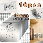 10PCS Kitchen Cabinet Door Hinge Repair Plate With Hole Components Stainless Steel Flat Fixed With Screw Support Suitable For A