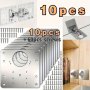 10PCS Kitchen Cabinet Door Hinge Repair Plate With Hole Components Stainless Steel Flat Fixed With Screw Support Suitable For A Variety Of Cabinets