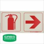 Parrot Photoluminescent 190MM Safety Sign - F19 - Fire Extinguisher + Arrow Right