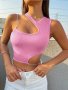 Chain Decor Asymmetrical Crop Top Sexy Sleeveless Top For Summer Women's Clothing