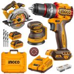 Ingco - Cordless Drill Circular Saw & Orbital Sander Kit Incl Accessories