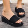 Women's Casual Summer Wedge Slide Sandals - Breathable Mesh Open Toe Thick Sole Platform Shoes For Beach & Vacation