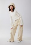 Loose Fit Wide Leg Cargo Jeans - Beige