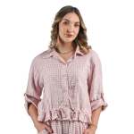 Anglaise Patch Linen Shirt Jacket - Antique Rose L xl