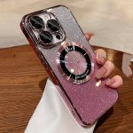 Gradient Glitter Luxury Plating Magnetic Suction Premium Sense Phone Caser For Iphone 11 12 13 14 15 Series