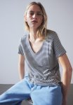 Linen-blend T-Shirt - Navy Blue Striped