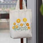 Canary Canvas Tote Bag Embroidery Kit Flowers Art Pattern Cross Stitch Kits Including Stamped Embroidery Bag With Hoops Needle I