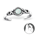 C128-27716FS - 925 Sterling Silver Fire And Snow Opal Toe Ring