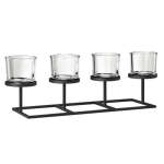 Candle Holder: Raised Tealights On Straight Black Steel Frame Nero