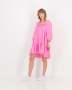 Pink Short Puff Sleeve Shirred Dress - XS / Pink / Women