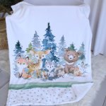 Personalised Fleece Blanket Monochrome Sage Woodlands Dotted