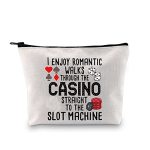 G2TUP Funny Gambler Gift Idea Casino Lovers Makeup Bag Slot Machine Casino Gambling Accessories Pouch Bag I Enjoy Romantic Walks