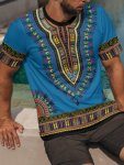 Men's Ethnic Graphic Print T-Shirt Short Sleeve Crew Neck Tee Men's Clothing For Summer Outdoor