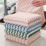 5PCS Super Absorbent Dish Towels - Oil & Water Resistant Thick Kitchen Scouring Pads Assorted Colors