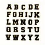 26PCS 52PCS Black And White Chenille Embroidered Golden Edge Alphabet Letters Appliqu Patches For Clothing Hats Bags Diy Decorat