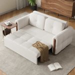 63" Boucle Folding Sofa Bed – Queen Size Sleeper