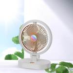 Electric Desktop Fan With LED Light - White