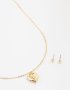 Goldair Gold Plated Cubic Zirconia Heart Locket Necklace & Stud Earrings Set