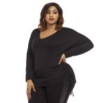 Donnay Plus Size Dropped Shoulder Top With Ruched Sides - Black