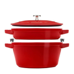 Staub Stackable Cast Iron 3-PIECE Cookware Set 24CM Cherry