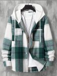 Men's Hooded Plaid Long Shirt Trendy Loose Comfy Shirt Jacket For Autumn
