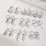 Elegant & Coquette 9-PAIR Earrings Set For Women - Alloy Studs With Snake Heart Butterfly Charms - Versatile Fashion Jewelry For