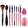 10 Piece Powder Brush Sponge Puff Cleaning Egg Set Beauty Makeup Tool-pink