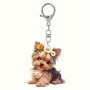 Charming Maltese Dog Acrylic Keychain With Floral Wreath - Stylish Men's Bag Charm & Puppy Lover Gift