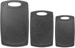 Black 3 Piece Double Sided Granite Look Cutting Board Set