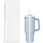 6PCS Reusable Clear Plastic Straw With Cleaning Brush - Compatible With Stanley 40OZ/30OZ Cup Tumbler