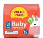 Cj Baby Wipes 80 Unscented