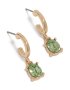 Goldair Gold Oval Olive Green Diamante Huggie Earrings