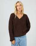 Hali V Neck Knit - Brown - Large