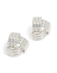 Silver Triple Quilted Stud Earrings