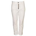 Flower Button Rolled Pant - White L xl