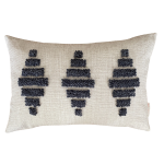 Zulu Pattern 1 Punch Needle Scatter Cover - 60CM X 40CM Charcoal On Oatmeal Fabric